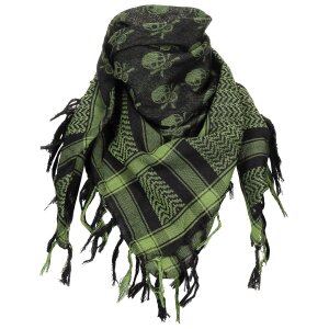 Scarf, "Shemagh",  OD green-black, with skull