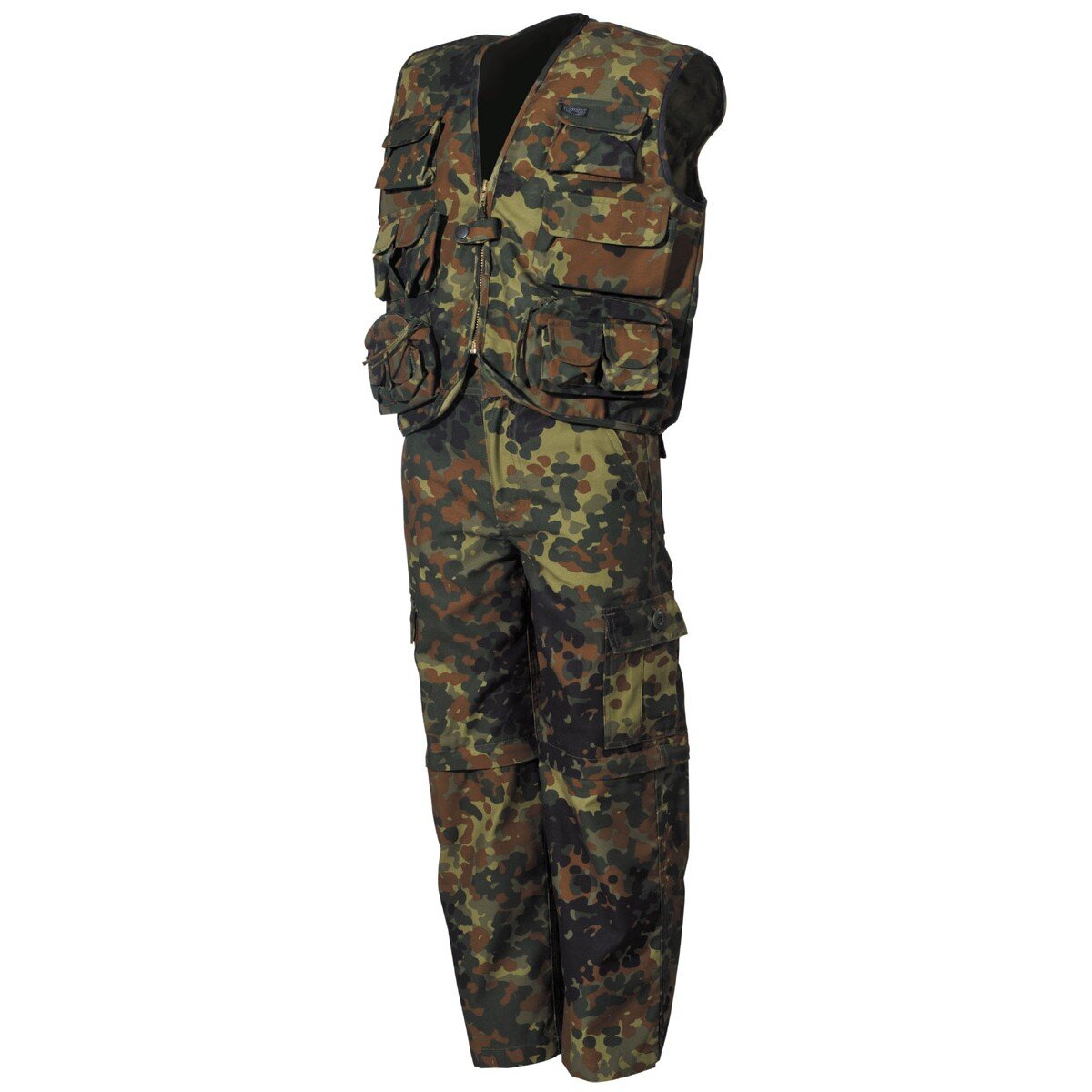 Kinder-Anzug, Weste und Hose,  flecktarn,Hosenbeine...