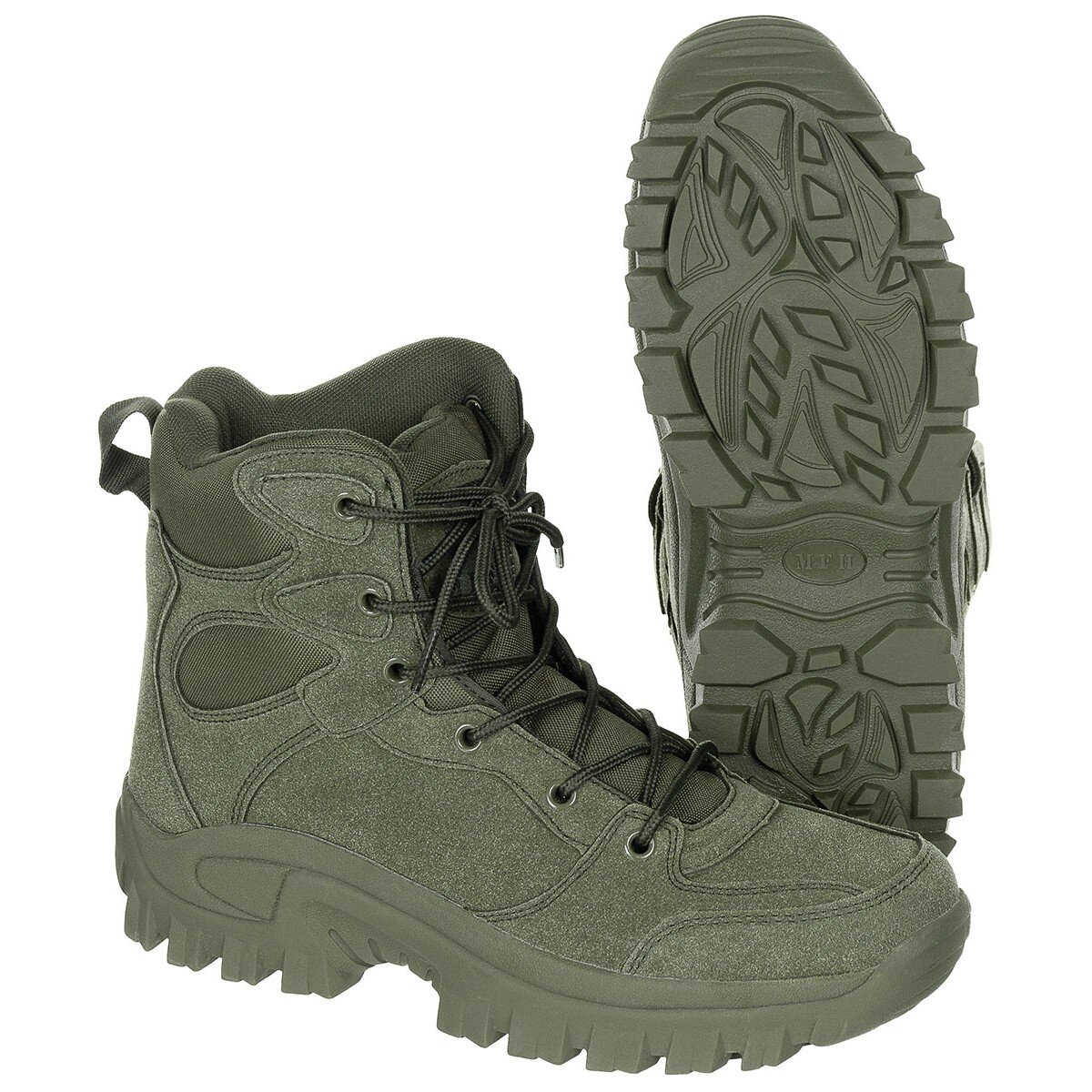 Bottes de trekking 6 trous Olive Hautes Chevilles