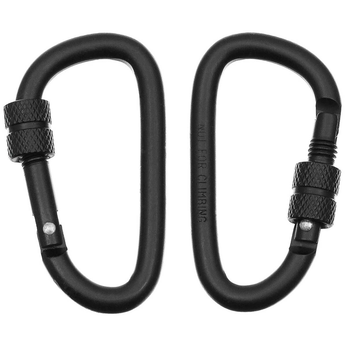 Carabiner, screw lock,  D 6 mm x 6 cm, 2-pack, black