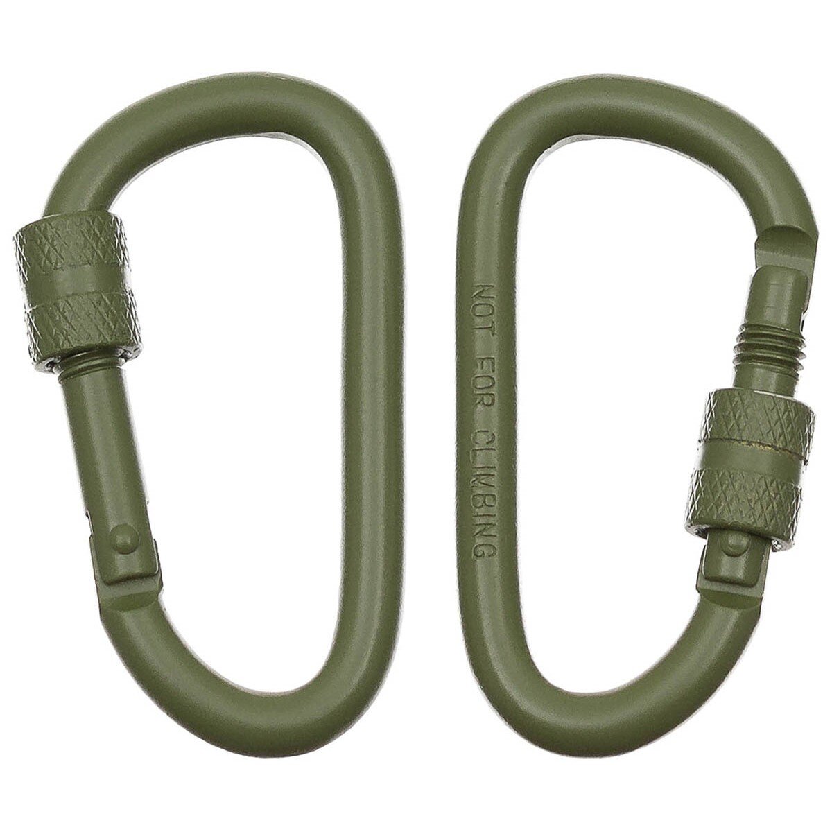 Carabiner, screw lock, D 6 mm x 6 cm, 2-pack, OD green