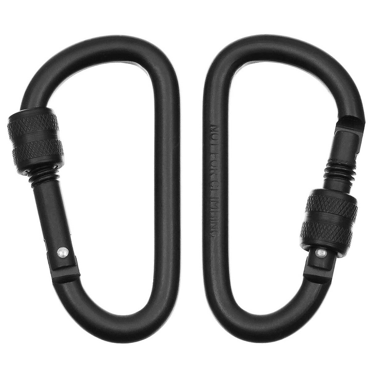 Carabiner, screw lock, D 8 mm x 8 cm, 2-pack, black