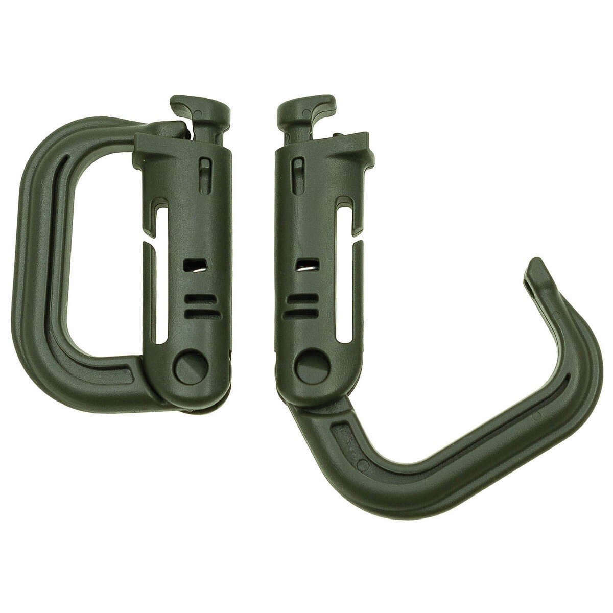 Karabiner, Plastik, "MOLLE", oliv, 2er Pack