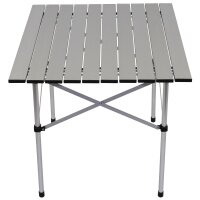 Table de camping à roulettes, alu, châssis pliable