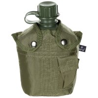 US gourde en plastique, 1 l, housse, olive, sans BPA