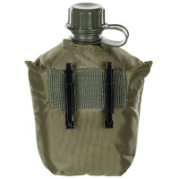 US gourde en plastique, 1 l, housse, olive, sans BPA