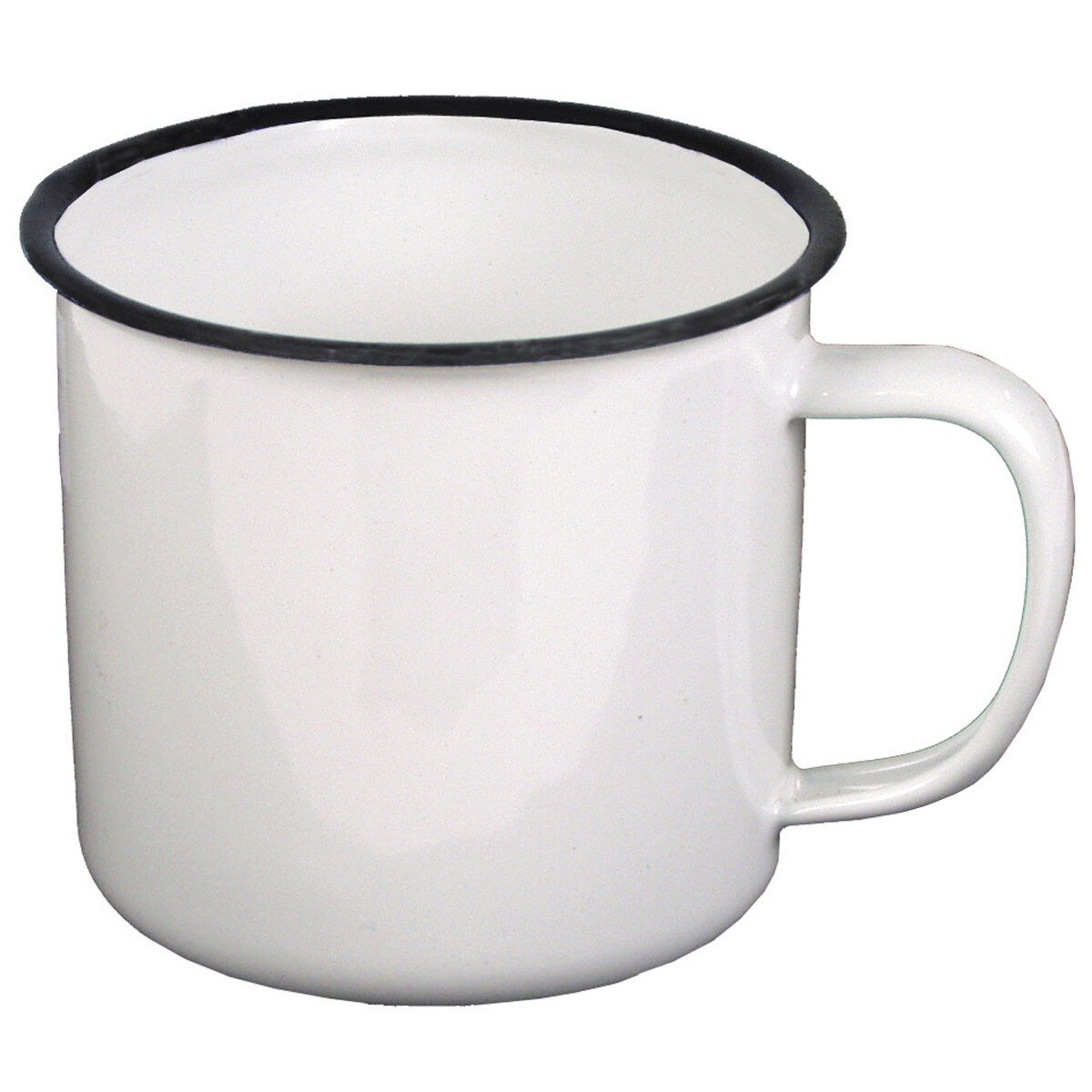 Tazza smaltata, bianco-nera, circa 350 ml