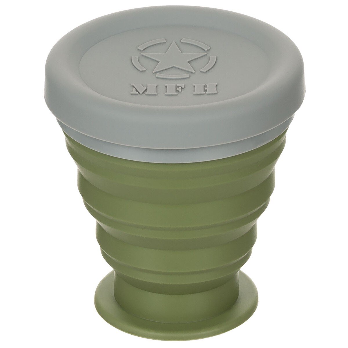 Folding Cup, with lid, Silicone, OD green, 200 ml