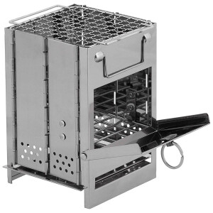 Four à fusée, avec grille, pliable, mini, inox