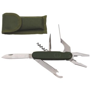 couteau de poche, style Bundeswehr, olive, avec pince