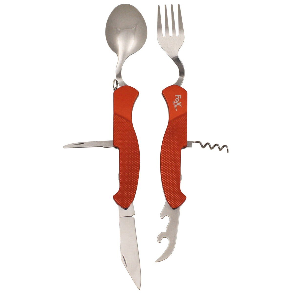 Pocket Knife Cutlery Set, 6 in 1, red, divisible