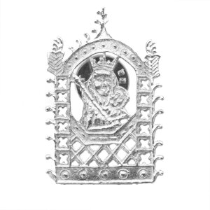 Vierge à lEnfant insigne en étain 15e siècle