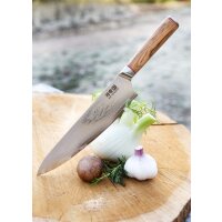 Couteau de chef, longueur de lame 24 cm, acier damassé