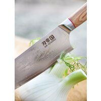 Couteau de chef, longueur de lame 24 cm, acier damassé