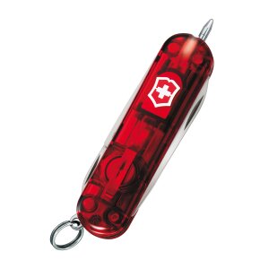 Petit outil de poche Signature Lite, rouge transp., LED