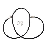 Collier viking en cuir noir "tête de belette", 60 cm