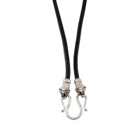 Collier viking en cuir noir "tête de belette", 60 cm