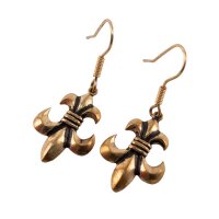 Boucles doreilles médiévales bronze "Lys" - Paire