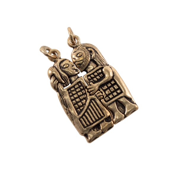 Pendentif viking couple damoureux bronze "Guldgubbe" - divisible