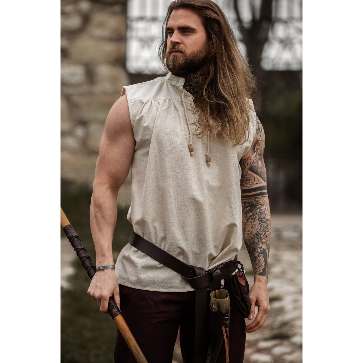 Sleeveless medieval shirt "Louis" Natural