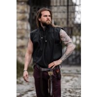 Chemise sans manches à col montant lacé "Louis" Noir