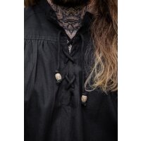 Chemise sans manches à col montant lacé "Louis" Noir