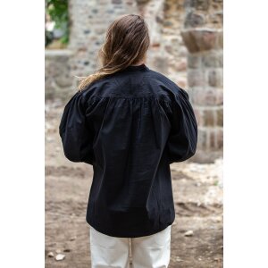 Chemise pirate "Claude" avec poignets lacés Noir