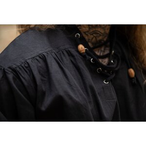 Chemise pirate "Claude" avec poignets lacés Noir