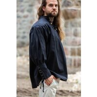 Chemise pirate "Claude" avec poignets lacés Noir