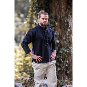 Chemise en coton tissé main "Ingolf" Noir