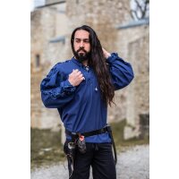 Chemise médiévale à oeillets avec laçage des manches bleu "Adrian