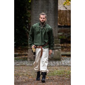 Chemise médiévale à lacets avec oeillets et laçage des manches Vert "Adrian