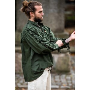 Chemise médiévale à lacets avec oeillets et laçage des manches Vert "Adrian