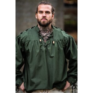 Chemise médiévale à lacets avec oeillets et laçage des manches Vert "Adrian