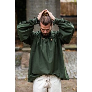 Chemise médiévale à lacets avec oeillets et laçage des manches Vert "Adrian