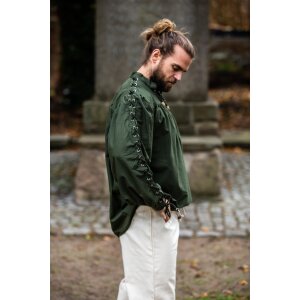 Chemise médiévale à lacets avec oeillets et laçage des manches Vert "Adrian