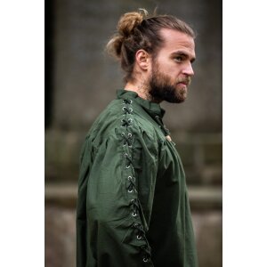 Chemise médiévale à lacets avec oeillets et laçage des manches Vert "Adrian