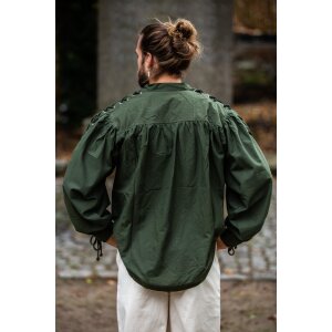 Chemise médiévale à lacets avec oeillets et laçage des manches Vert "Adrian