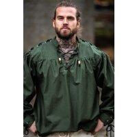 Chemise médiévale à lacets avec oeillets et laçage des manches Vert "Adrian