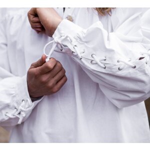 Chemise médiévale à lacets avec oeillets et laçage des manches Blanc "Adrian