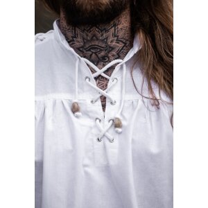 Chemise médiévale à lacets avec oeillets et laçage des manches Blanc "Adrian