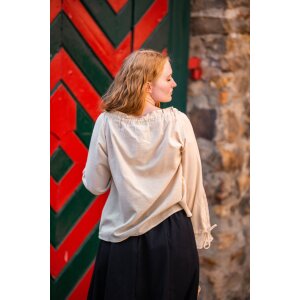 Blouse médiévale avec dentelle couleur chanvre "Bettina