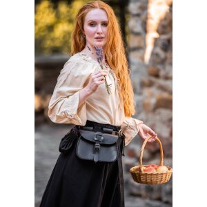 Blouse médiévale avec dentelle couleur chanvre "Bettina