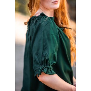 Blouse médiévale à manches courtes Verte "Vera