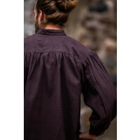 Chemise médiévale à col droit lacée Marron