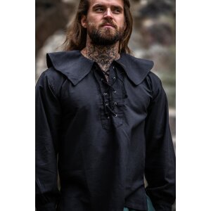 Chemise à col rond noir "Athos