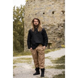 Medieval shirt in thick cotton Black "Anton"