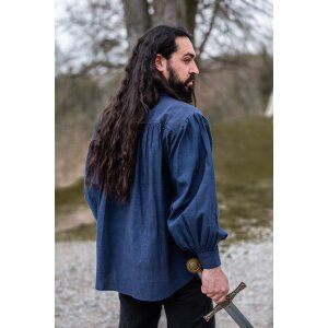 Chemise médiévale en coton grossier bleu "Leopold