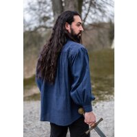 Chemise médiévale en coton grossier bleu "Leopold