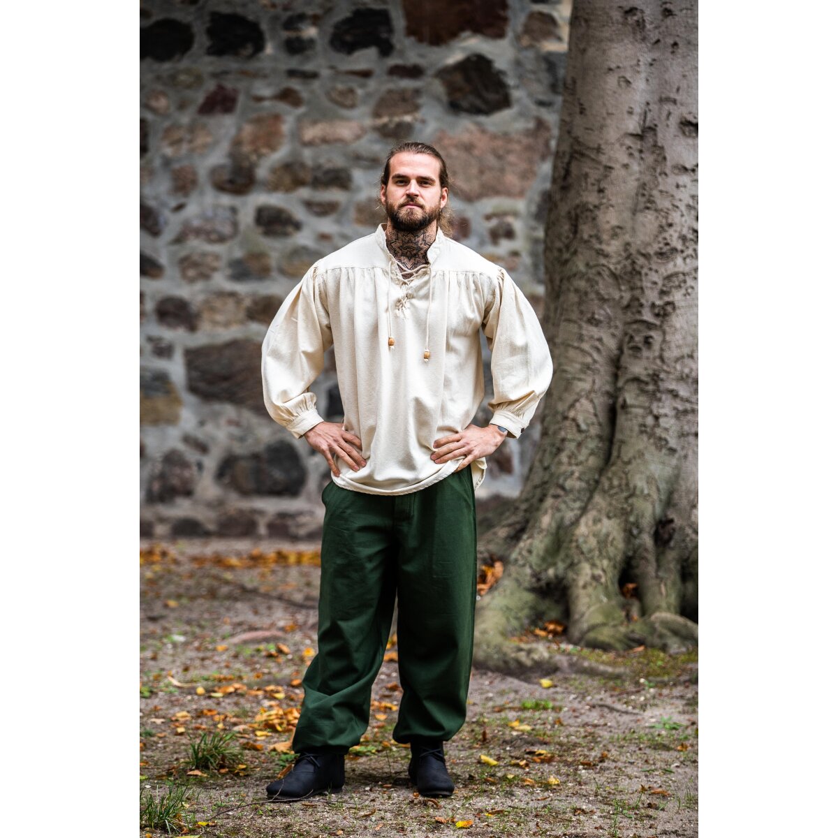 Medieval shirt in coarse cotton Natural "Leopold"